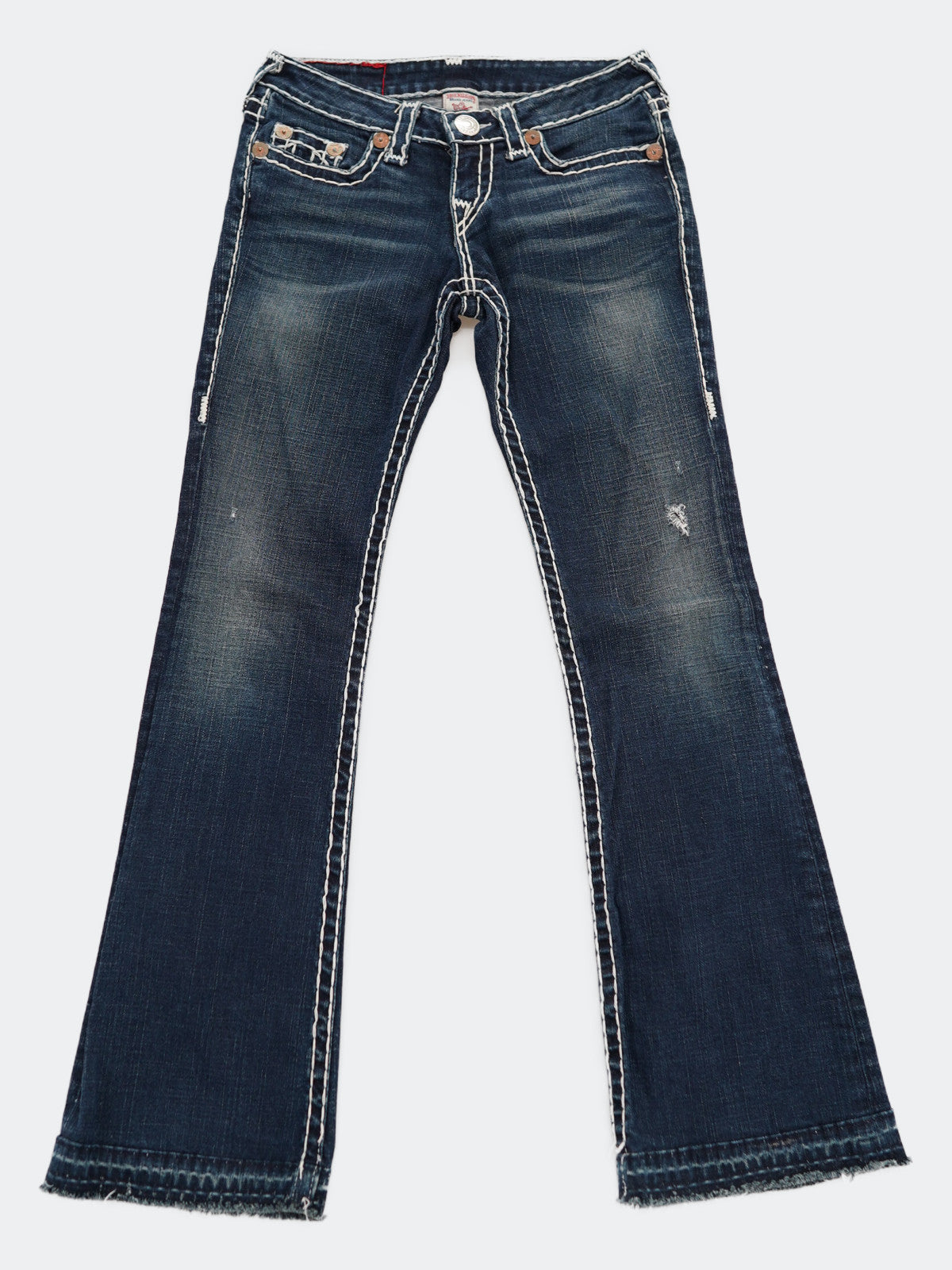 low waist stitching denim pants