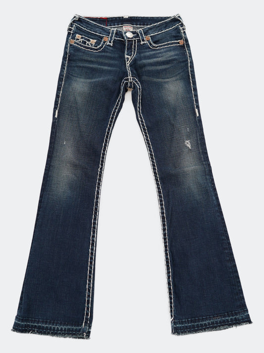 low waist stitching denim pants