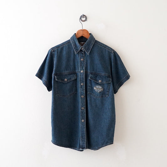 HARLEY DAVIDSON denim half shirt