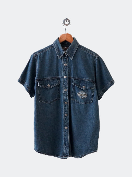 HARLEY DAVIDSON denim half shirt