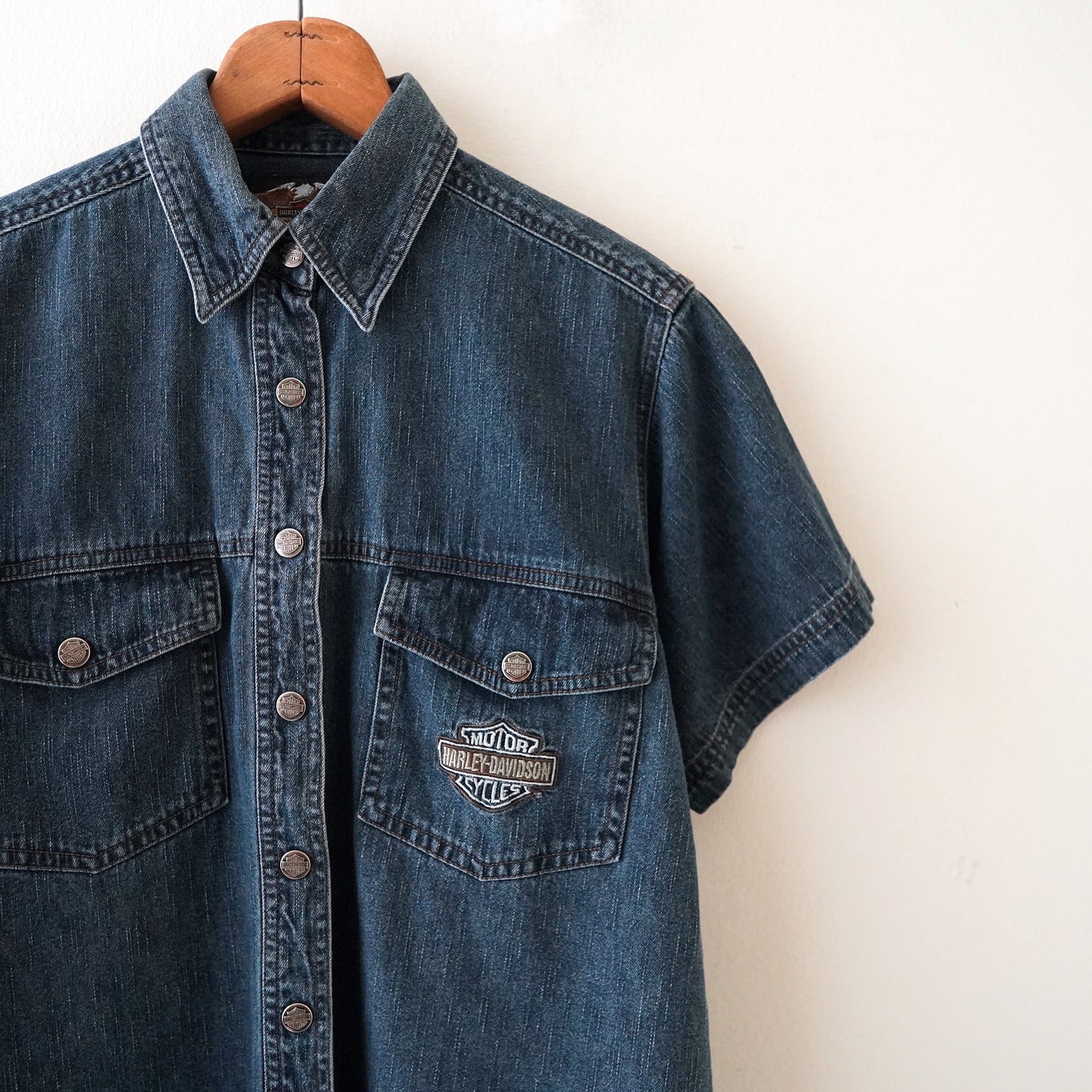 HARLEY DAVIDSON denim half shirt