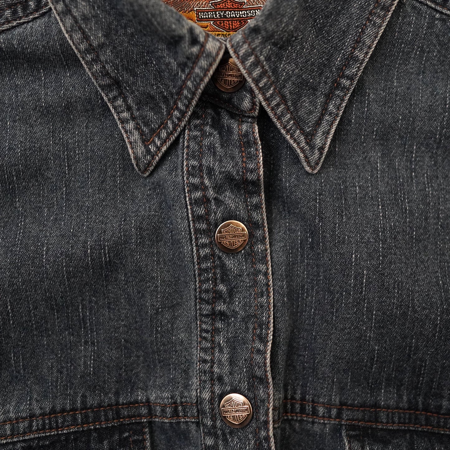 HARLEY DAVIDSON denim half shirt