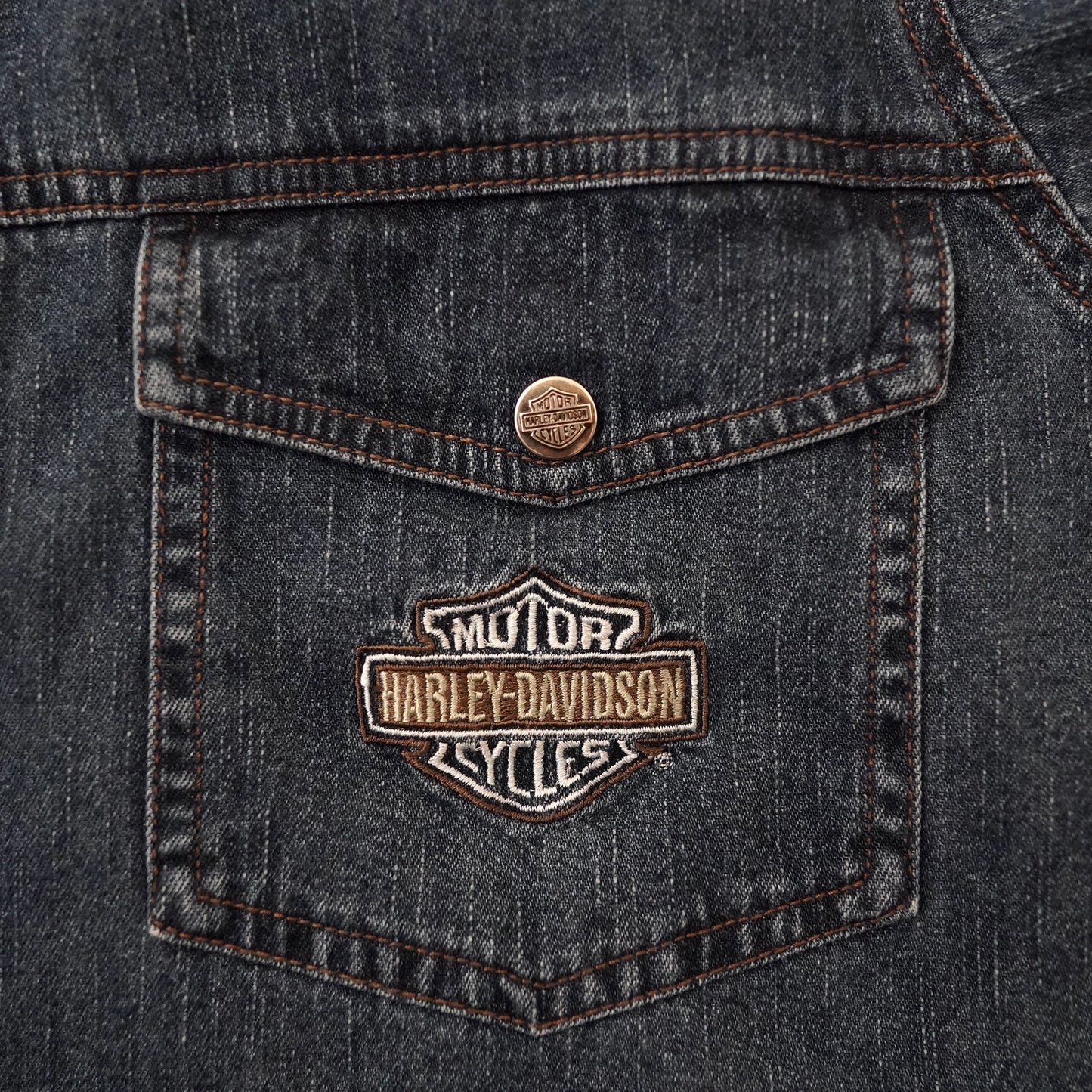 HARLEY DAVIDSON denim half shirt