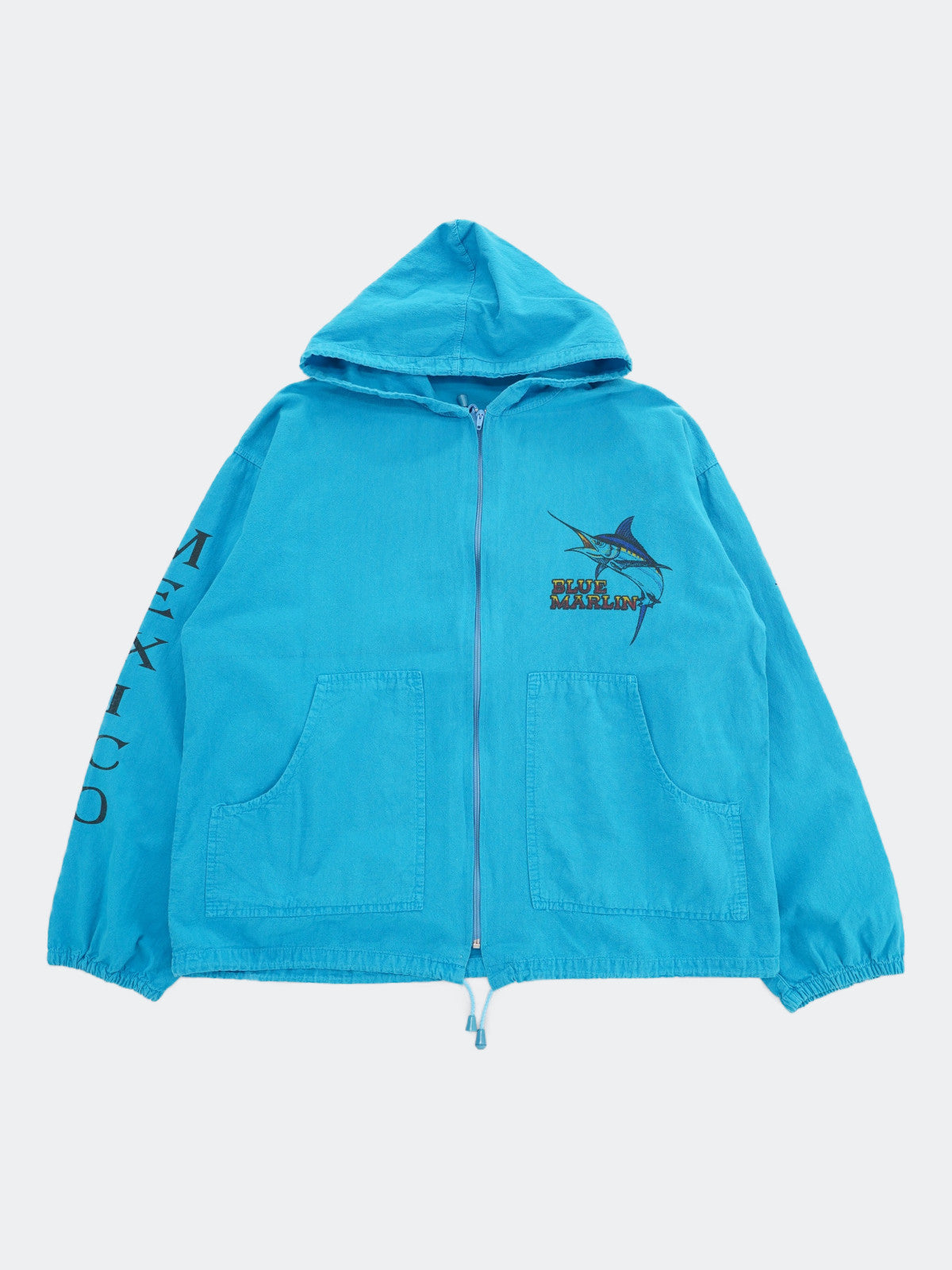 blue marlin printed hoodie jacket