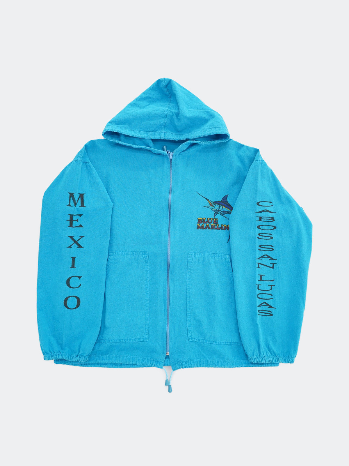 blue marlin printed hoodie jacket