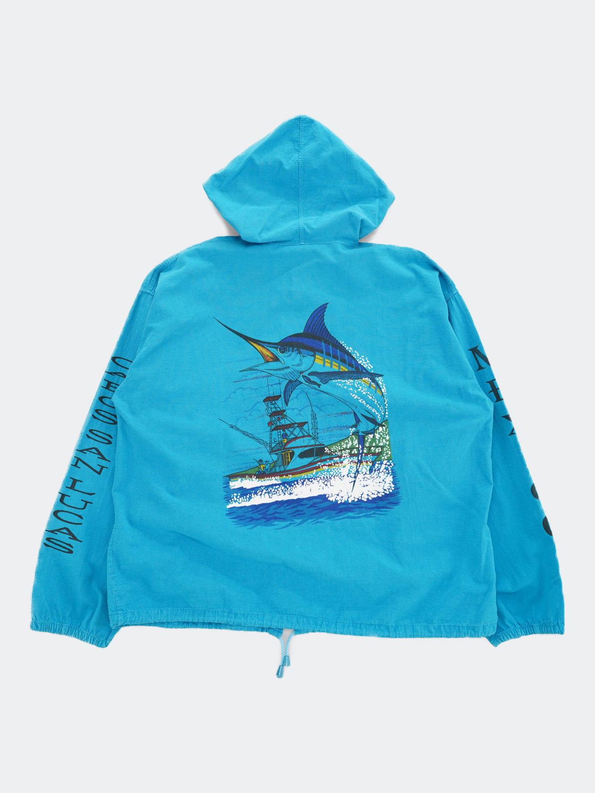 blue marlin printed hoodie jacket