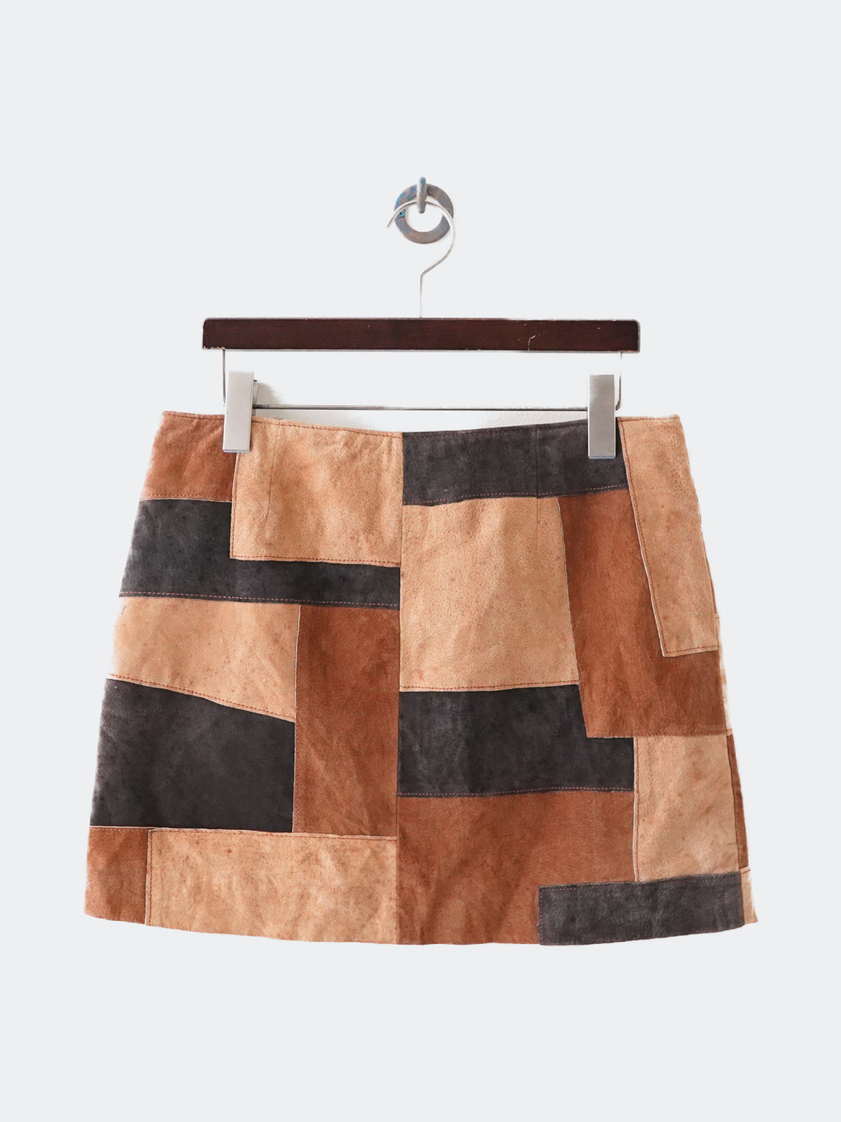 patchwork suede skirt