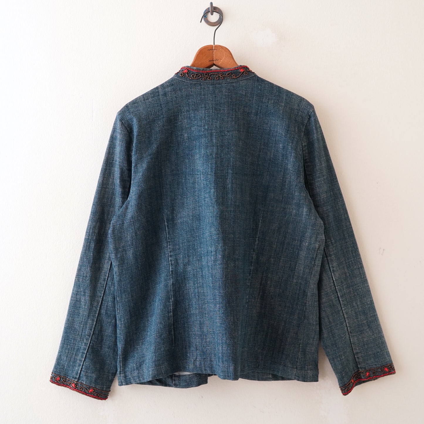 no collar design denim shirt