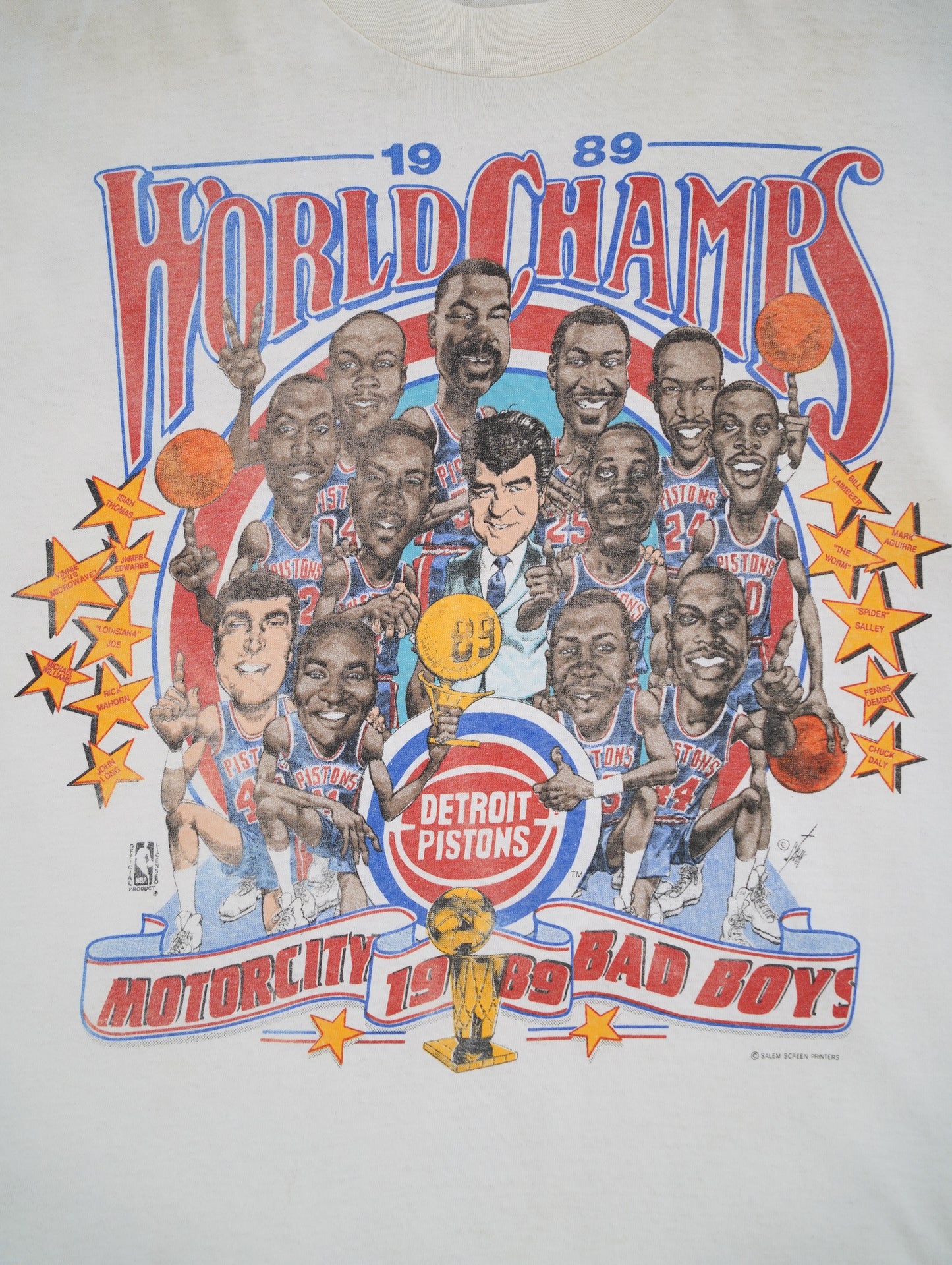 80s NBA Detroit Pistons world champs tee