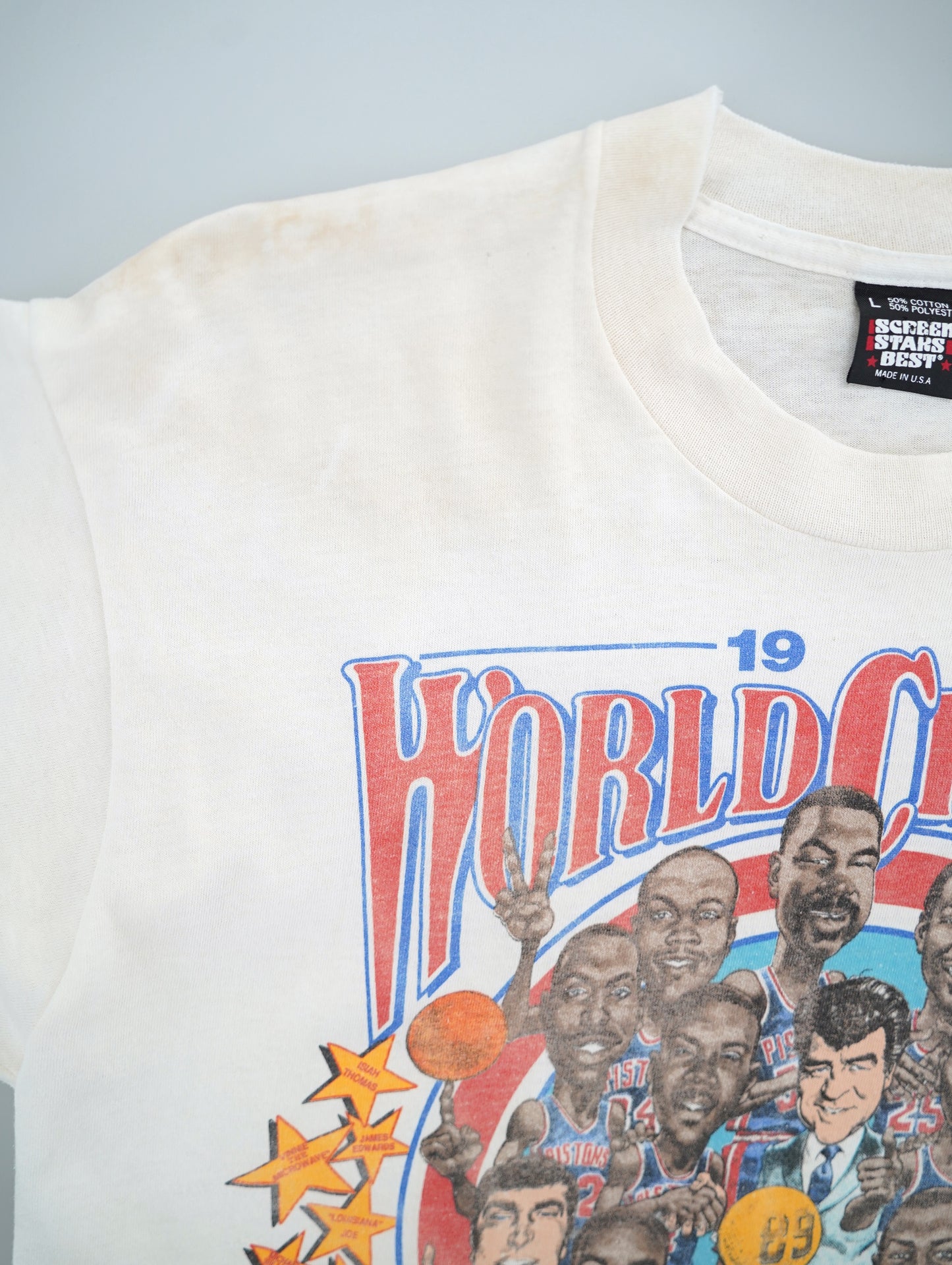 80s NBA Detroit Pistons world champs tee