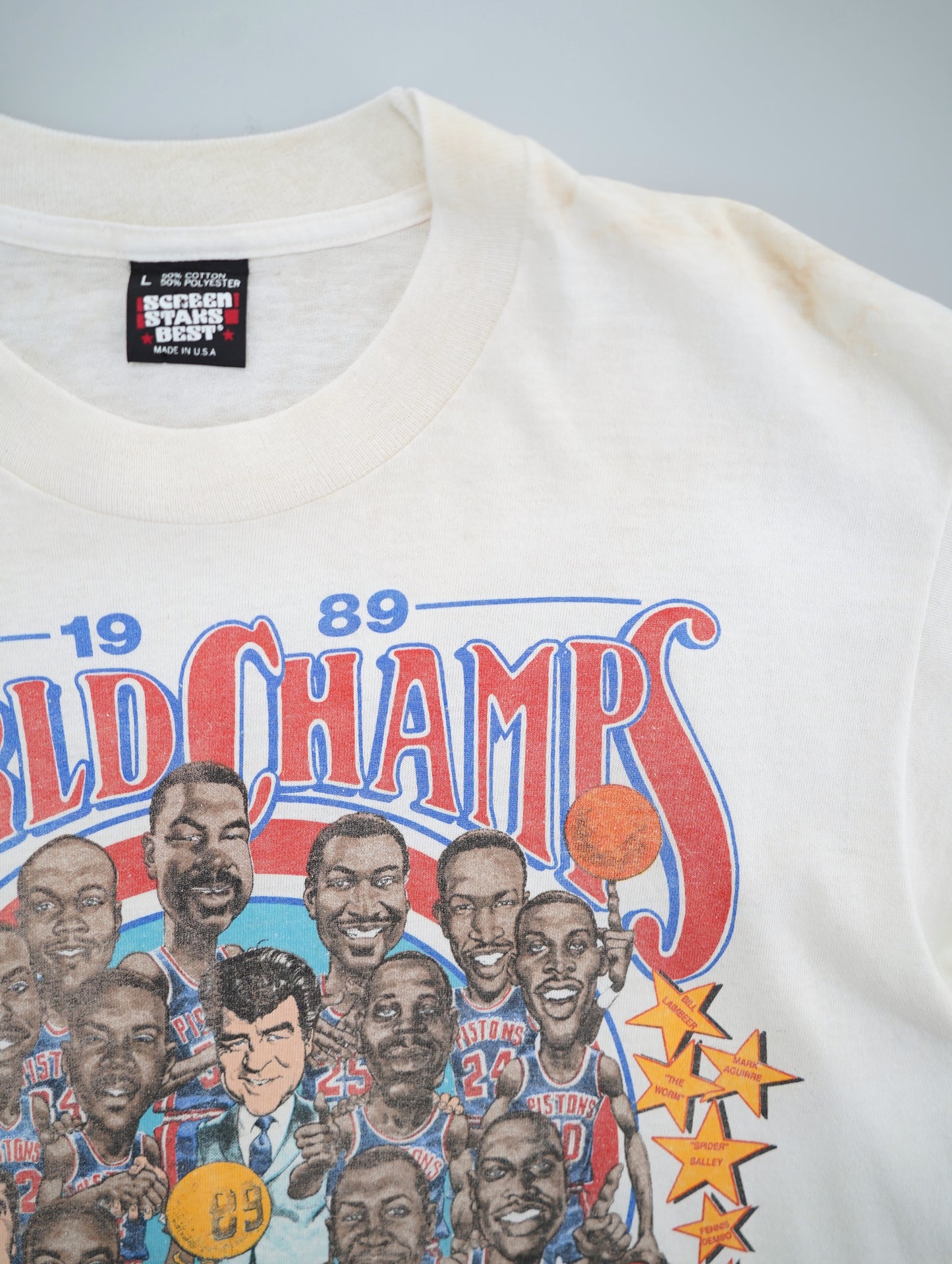 80s NBA Detroit Pistons world champs tee