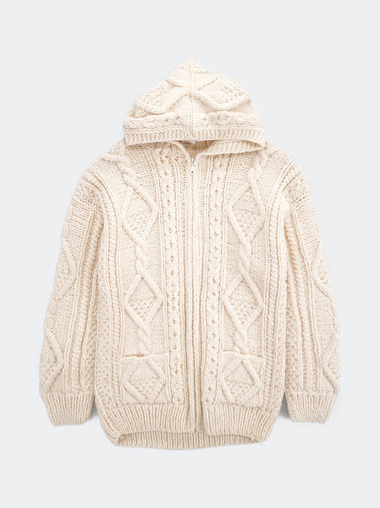 cable knit zip cardigan